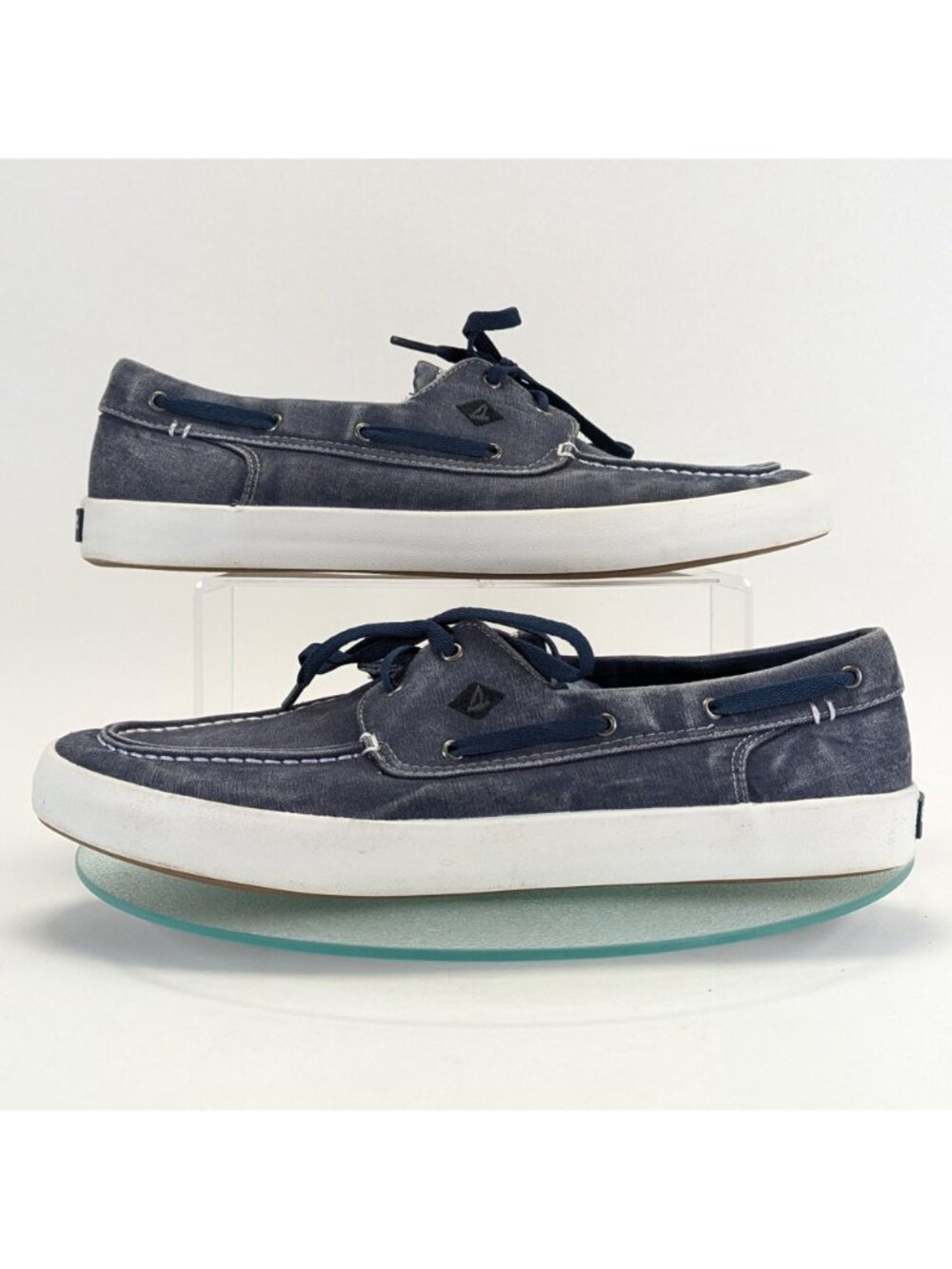 Men's Sperry Top-Sider Bahama 2-Eye Navy Blue Canvas Shoes Style C16-61432.SZ 12 - Picture 4 of 11